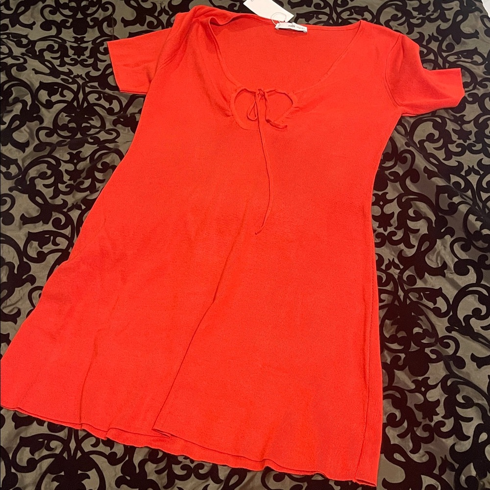 Mango Orange Short Sleeve Dress